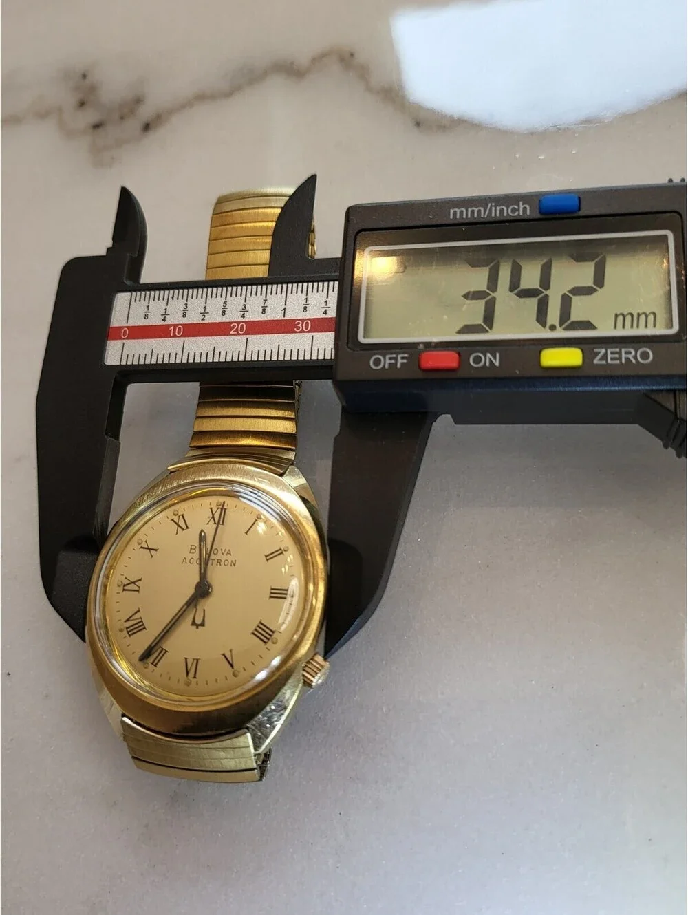 Vtg Bulova Accutron Electronic Timing fork Mens Watch 35mm Goldtone Working EUC